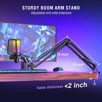  FIFINE Gaming PC USB Microphone, RGB Computer Mic for PS4/5, Podcast Condenser Mic with Boom Arm, Pop Filter, Mute Button for Streaming, Twitch, Online Chat...