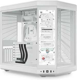  HYTE Y70 Touch Dual Chamber Mid-Tower ATX Computer Case, 14.1â€ 1100 x 3840 (4K) Capacitive Touchscreen, Up to 10 Fans & 360mm Radiator Support, 2x 3.5" HDD/4x 2.5" SSD, White | CS-HYTE-Y70-WW-L