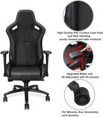  Anda Seat Dark Knight Premium Gaming Chair, Frog seat tray big memory lumbar pillow big memory headrest pillow 65mm casters black aluminum base, carbon pvc | AD12XL-DARK-B-PV/C-B01