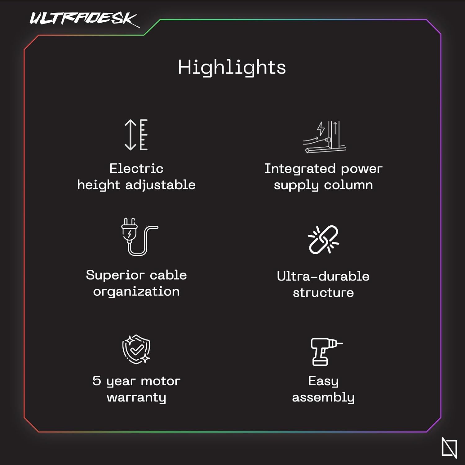  Navodesk APEX ULTRADESK, Electric Standing Desk with RGB Lighting and Cable Mangement, Premium Computer Gaming Desk (Black, 150 x 81 CM)