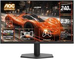 AOC 27G11ZE2 27" 240Hz Gaming Monitor, Fast IPS, Adaptive Sync, 240Hz, 0.3ms, FHD 1920 x 1080, HDR10, 3-Sided Frameless, Low input lag, Flicker Free,...