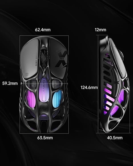 GravaStar Mercury X Pro Wireless Gaming Mouse, Come with 8K Dongle â€“ 32,000 DPI PAW 3950 Sensor, 8,000Hz Polling Rate, Only 49g, Magnesium Alloy Hollow Frame, RGB Lighting, 5 Programmable Buttons