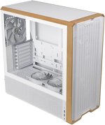 Lian Li LANCOOL 217 Genuine Walnut Wood Computer Case, Mid-Tower ATX PC Case with 5 Pre-Installed PWM Fans 2x170mm, 2x120mm & 1x140mm, Flexible PSU & Cable Installation - White (LAN217W)