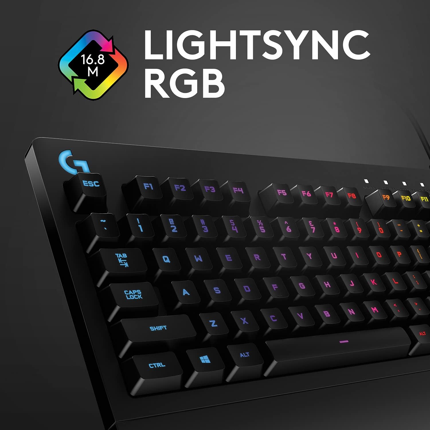  Logitech G G213 Prodigy Gaming Keyboard, RGB Lightsync Backlit Keys, Spill-Resistant, Customizable Keys, Dedicated Multi-Media Keys, Qwerty Us International