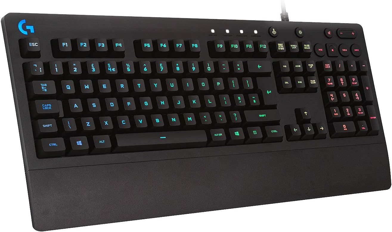  Logitech G G213 Prodigy Gaming Keyboard, RGB Lightsync Backlit Keys, Spill-Resistant, Customizable Keys, Dedicated Multi-Media Keys, Qwerty Us International