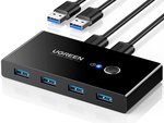 UGREEN USB KVM Switch Selector USB 3.0 Splitter 2 Computers Sharing 4 USB Devices 2 In 4 Out Switcher Box Hub for Mouse, Keyboard, Scanner, Printer,...