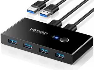 UGREEN USB KVM Switch Selector USB 3.0 Splitter 2 Computers Sharing 4 USB Devices 2 In 4 Out Switcher Box Hub for Mouse, Keyboard, Scanner, Printer,...