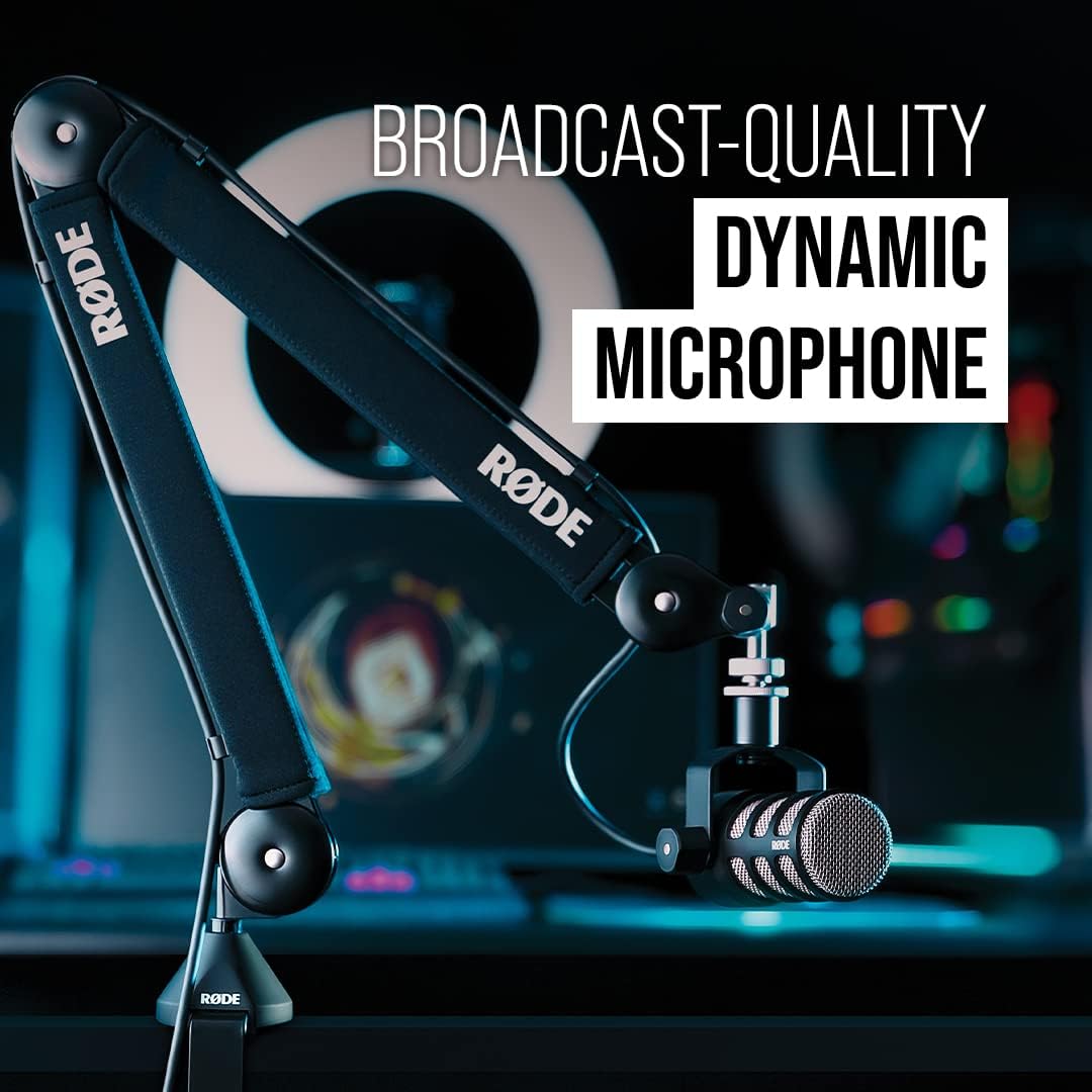  RÃ˜DE PodMic Broadcast-quality Dynamic Microphone with Integrated Swing Mount for Podcasting, Streaming, Gaming, and Voice Recording (Black