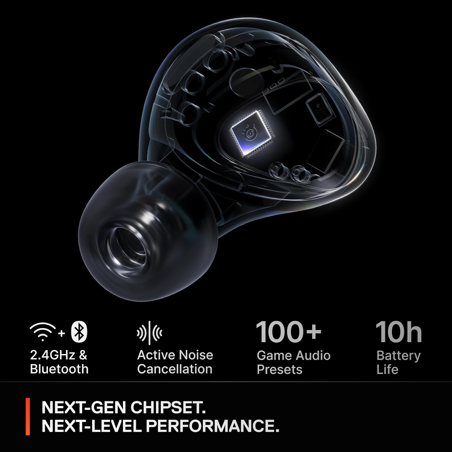 SteelSeries 61680 Wireless Gaming Earphones, Arctis GameBuds ANC Noise Cancelling for PC/PS 5/4/Switch/Smartphones, IP55 Dustproof and Waterproof, Bluetooth.