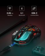 GravaStar Mercury M2 Gaming Mouse - MMO Computer Gaming Mouse with 26,000 dpi Optical Sensor - 78g Lightweight Hollow Design - 5 Programmable Buttons - 5...