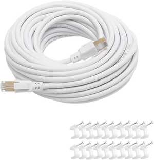  Cat 8 Ethernet Cable 10M White, High Speed Up To 40Gbps Bandwidth Up To 2000Mhz, Cat 8 LAN Network Cord Compatible for Gaming PC PS5 PS4 PS6 Xbox Modem..