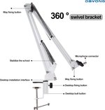  DAYONG Microphone Boom Stand,Heavy Duty Mic Boom Arm Desk Mount Adjustable Suspension Mic Stand (White)