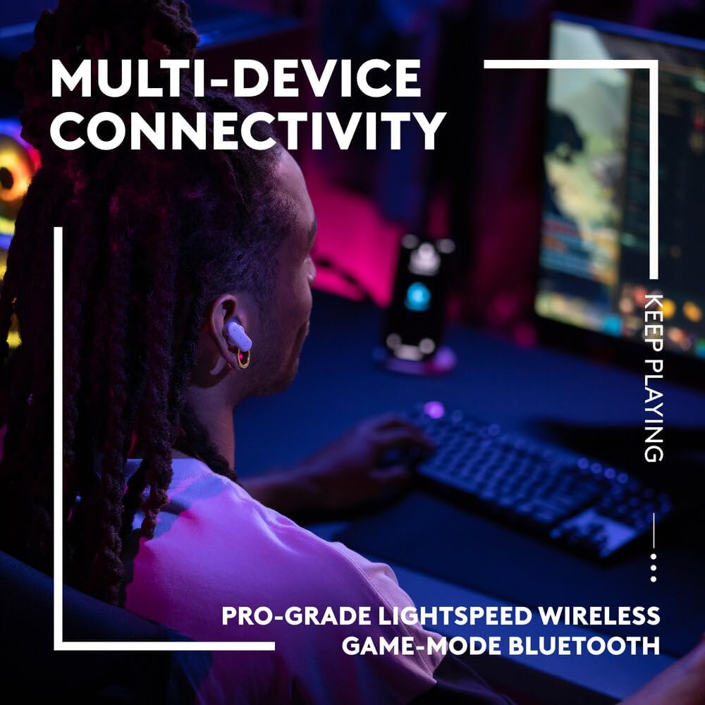  Logitech G FITS True Wireless Gaming Earbuds, Custom Moulded Fit, LIGHTSPEED + Bluetooth, Four Beamforming Microphones, PC, Mac, PS5, PS4, Mobile, Nintendo.