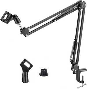 Microphone Stand Broadcast Studio Mic, Suspension Boom Scissor, Arm Stand, Adjustable Legs, Folding Type, Convenient To Carry, Easy to Suitable For All Mics, Completely Flexible, Black |