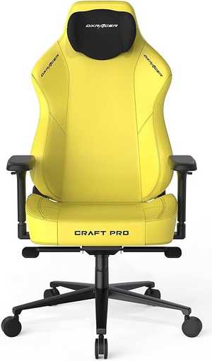 DXRacer Craft Pro Classic Gaming Chair, Alumnum Base, High-Density Memory Foam, Adjustable Memory/Recline, 4D Armrests, Multi-fun Tilt, 2.36" Caster, Class 4 Hydraulics, Yellow | CRA-PR001-Y-H1