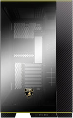 Lian Li O11D EVO RGB Automobili Lamborghini Edition Tower Computer Case, Up to 420mm Radiator & 9x Fan Support, 5â€³ LCD Display, 4.0mm Tempered Glass, Steel & Carbon Fiber Material, Black | O11DERGBL