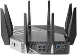 Asus ROG Rapture GT-AXE11000 Tri-Band Wi-Fi 6E Gaming Router, 11Gbps Speed, 6GHz Band, 2.5G WAN/LAN Port, Quad-Core Processor, Gray | 90IG06E0-MA1R1T