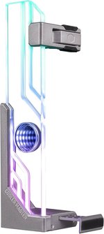 Cooler Master Atlas aRGB GPU Support Bracket, Aluminium, Plastic, Tempered Glass, Magnet Materials, Silver Gray | MCA-U000R-AGSBTG-00