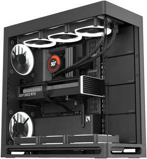 HAVN HS 420 E-ATX Mid Tower VGPU Edition Computer Case, Up To 420mm Radiators, 11x Fan Support, SGCC Sheet Metal, Tempered Glass, ABS, Zinc Alloy, NdFeB Magnets, Black | HVN-CA-HS420-08