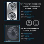  Lian Li LANCOOL 217 INF Infinity Mirror Computer Case, Mid-Tower ATX PC Case w/ 3 Pre-Installed Fans, 2x170mm ARGB Fans, 1x140mm, Front Mirror Glass Panel,.