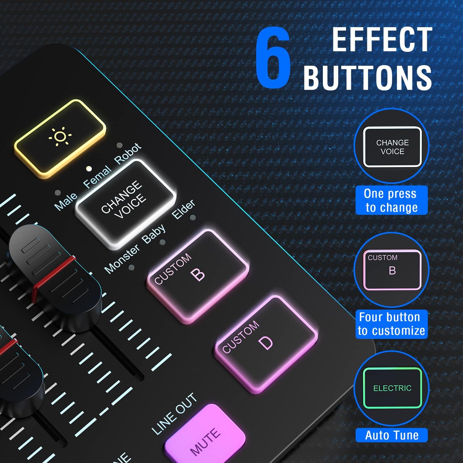  FIFINE Gaming Audio Mixer, Streaming RGB PC Mixer with XLR Microphone Interface, Individual Control, Volume Fader, Mute Button, 48V Phantom Power, for.