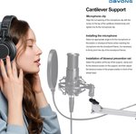  DAYONG Microphone Boom Stand,Heavy Duty Mic Boom Arm Desk Mount Adjustable Suspension Mic Stand (White)