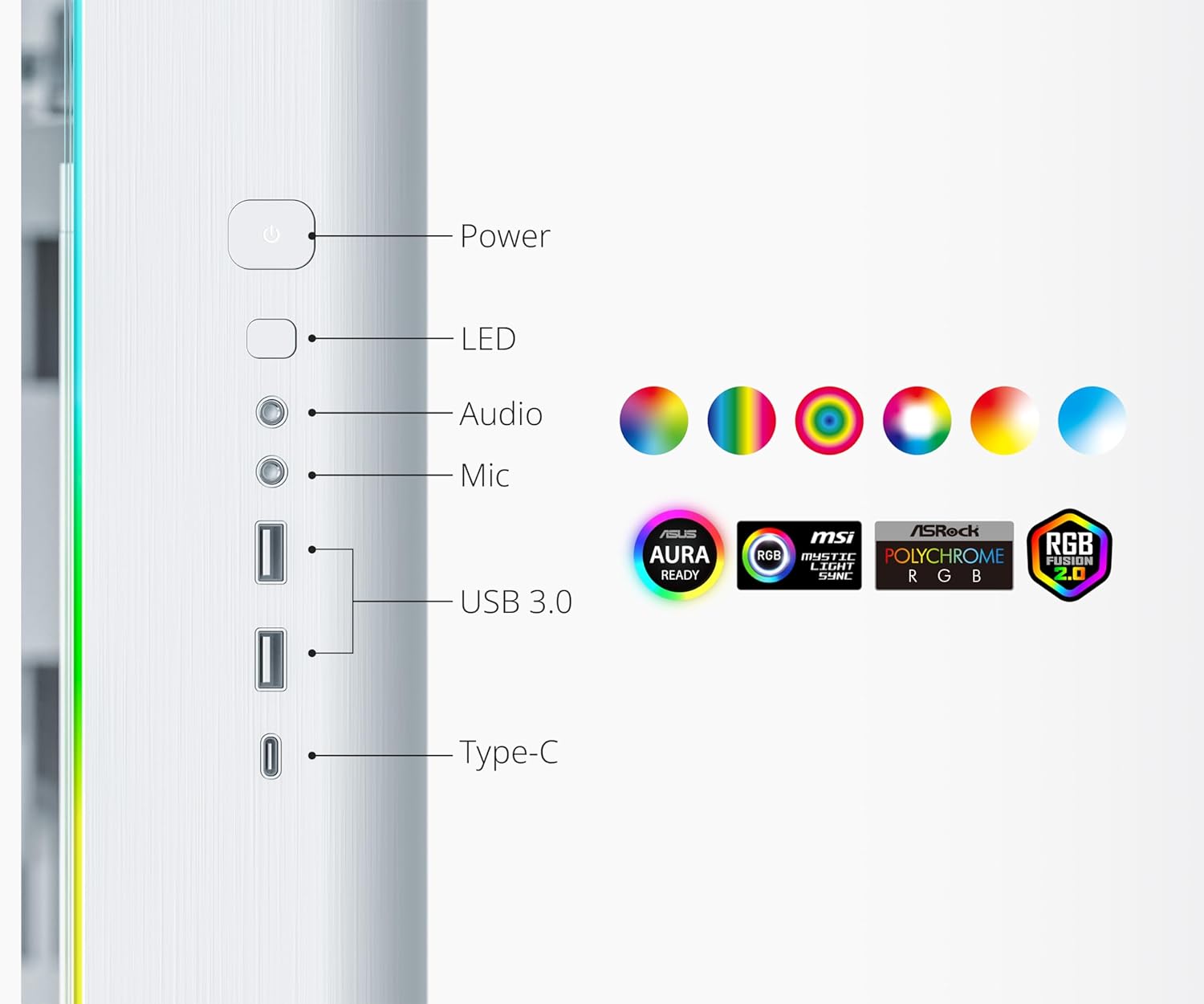 MONTECH, KING 95 PRO Dual-Chamber ATX Mid-Tower PC Gaming Case, High-Airflow, Toolless Panels, Sturdy Curved Tempered Glass Front, Six ARGB PWM Fan Pre-installed with Fan Hub, White