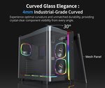 MONTECH, KING 95 PRO Dual-Chamber ATX Mid-Tower PC Gaming Case, High-Airflow, Toolless Panels, Sturdy Curved Tempered Glass Front, Six ARGB PWM Fan Pre-installed with Fan Hub, Black