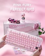 GravaStar Mercury K1 75% Pink Wireless Keyboard, Aluminum Alloy Exoskeleton Design Mechanical Gaming Keyboard, Gasket Hot-Swap Socket, Linear Switches, RGB