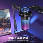  FIFINE Gaming PC USB Microphone, RGB Computer Mic for PS4/5, Podcast Condenser Mic with Boom Arm, Pop Filter, Mute Button for Streaming, Twitch, Online Chat...