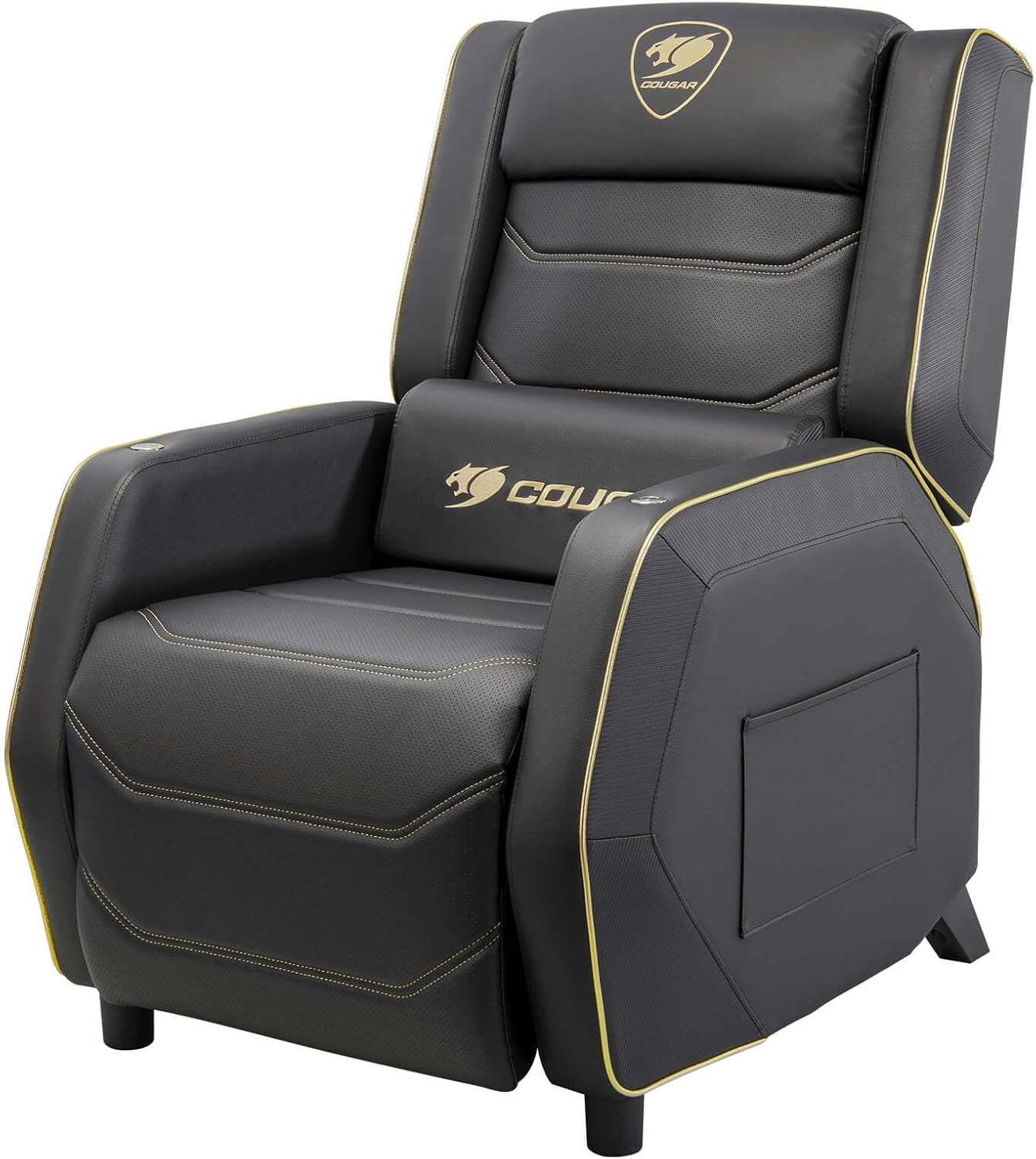 COUGAR Ranger Pro Royal Gaming Sofa, Steel-Frame, Breathable Pvc Leather, With Lumbar Pillow, 157Â° Recliner System, 160Kg Weight Capacity- Black