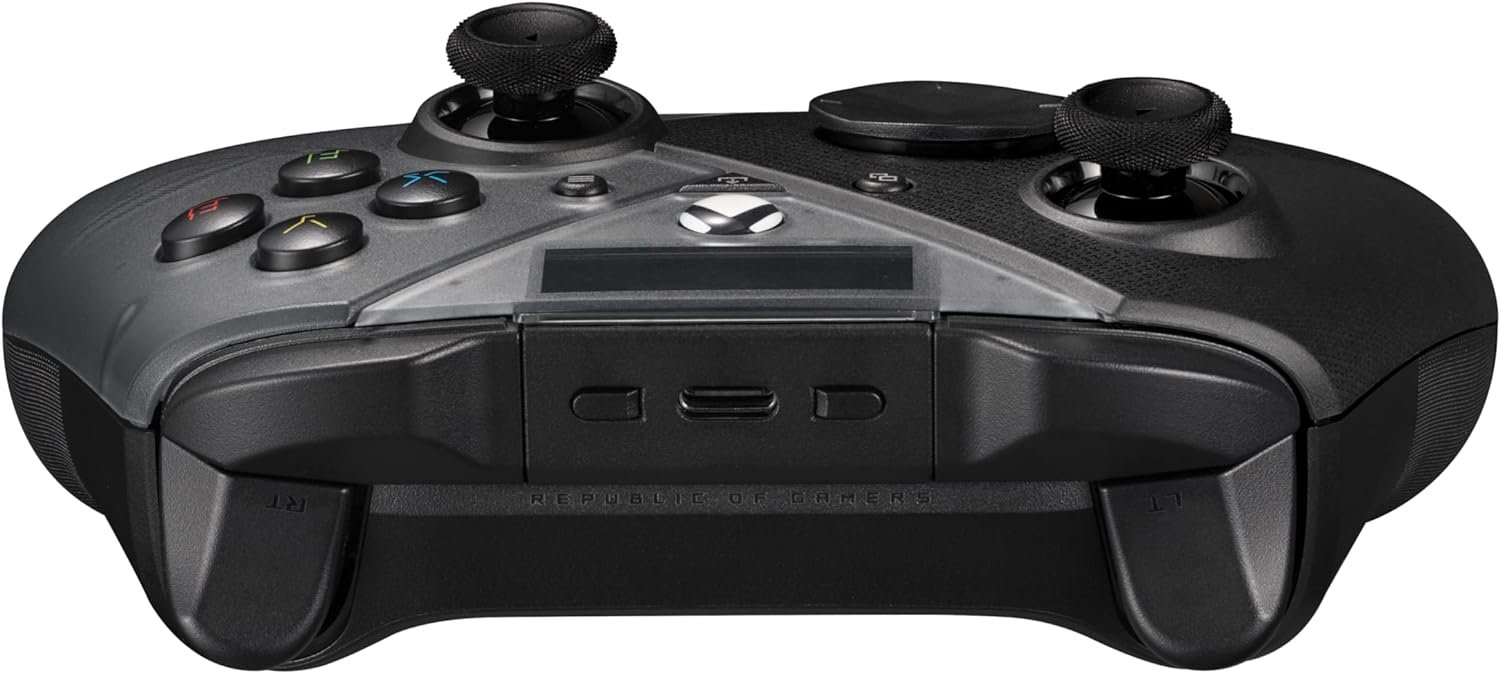  ASUS ROG Raikiri Pro Wireless PC controller, OLED display, USB-C/2.4GHz/BT on PC, USB-C on Xbox, 4 remappable rear buttons, step/linear triggers, adjustable