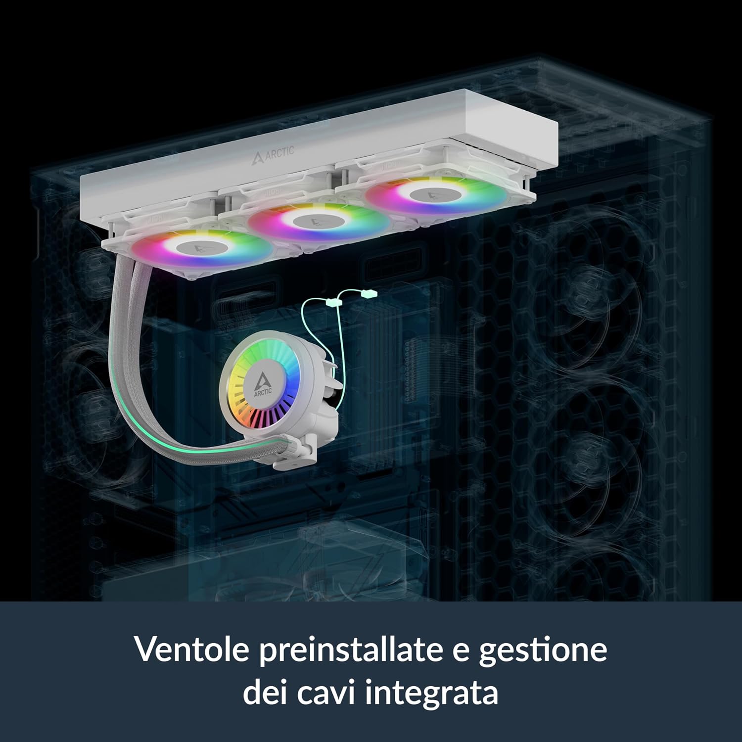 ARCTIC Liquid Freezer III Pro 360 A-RGB (White) - AIO CPU Cooler, 3 x 120 mm Water Cooling, 38 mm Radiator, PWM Pump, VRM Fan, AMD AM5/AM4, Intel...