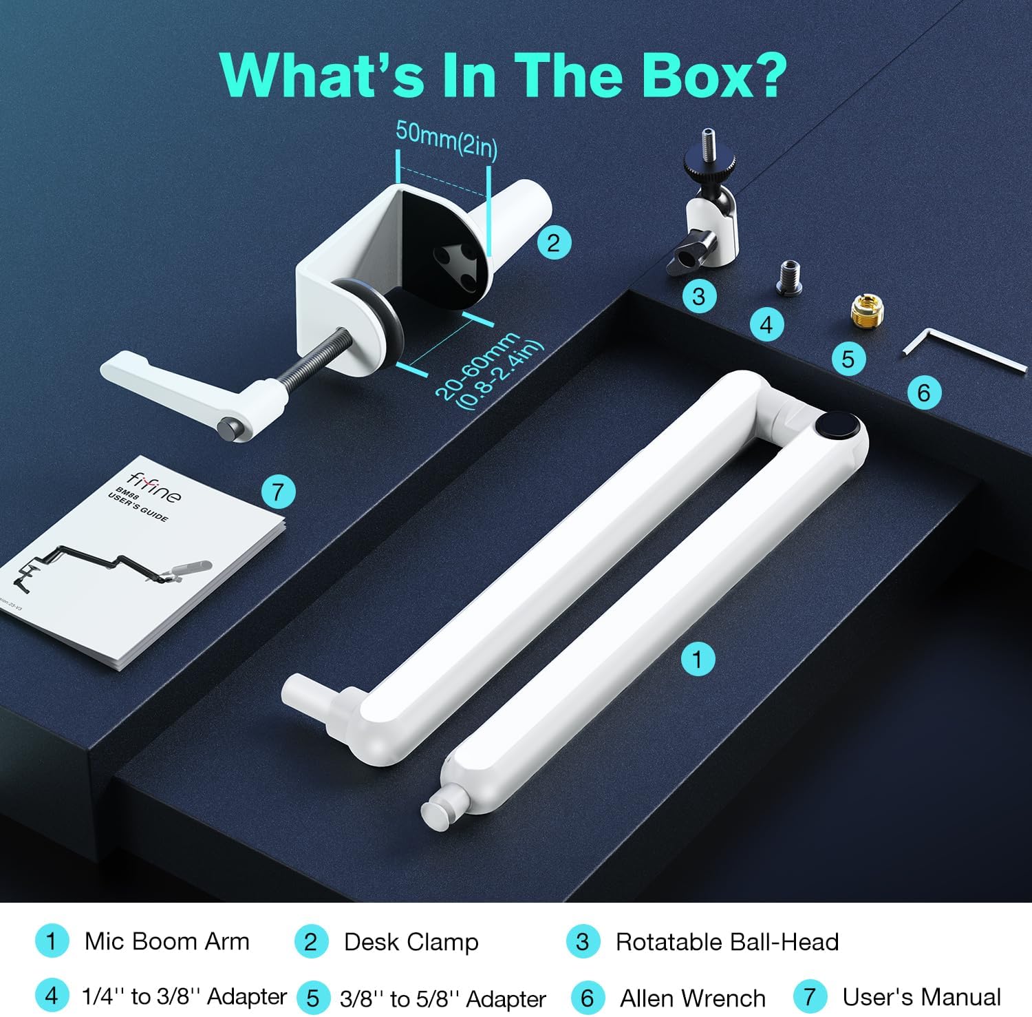  FIFINE Boom Arm Mic Stand, Low Profile Microphone Arm Stand, Podcast Mic Boom Arm with Desk Mount, Cable Channels Management, Metal Boom Arm White for...