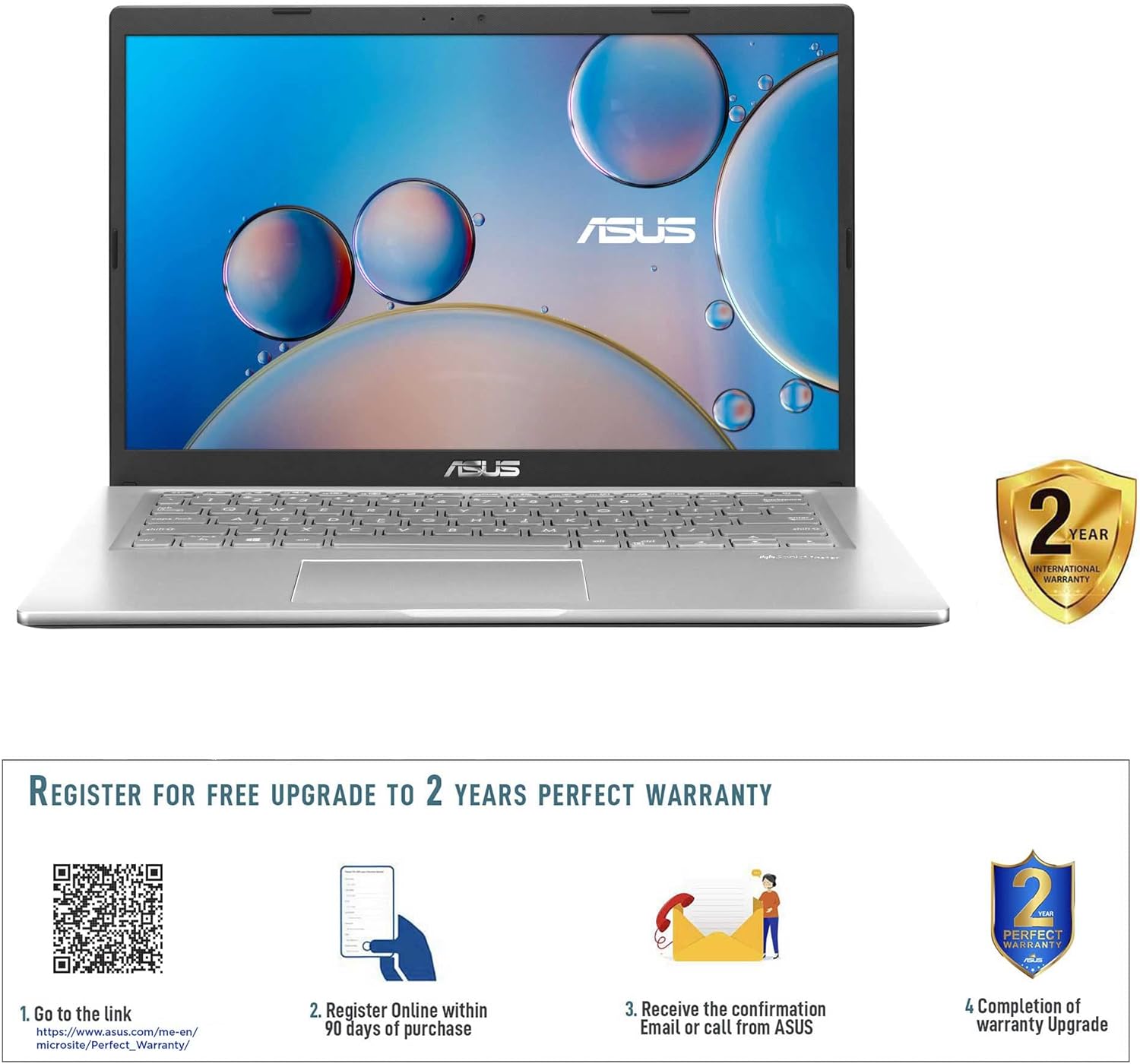 ASUS X515EA-BQ2835W | Intel Core i3 1115G4 3.0GHZ, 4GB RAM, 256GB SSD, Intel IRIS Graphics, 15.6" FHD, Win11 Home, Eng-Arab K/B, Silver + ASUS Backpack, Mouse