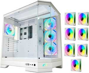  Tortox Prism Triple Glass Panel ATX/M-ATX Gaming PC Case with 7*ARGB PWM Fans, Type-C USB Port, Supports 360MM Radiator, 7 Expansion Slot, Included GPU..