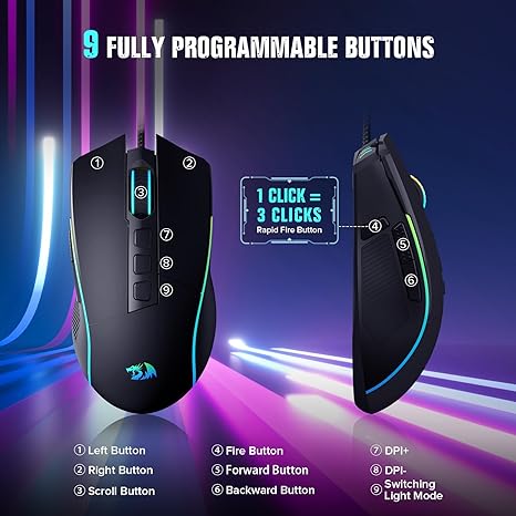 redragon wired gaming mouse m812-rgb