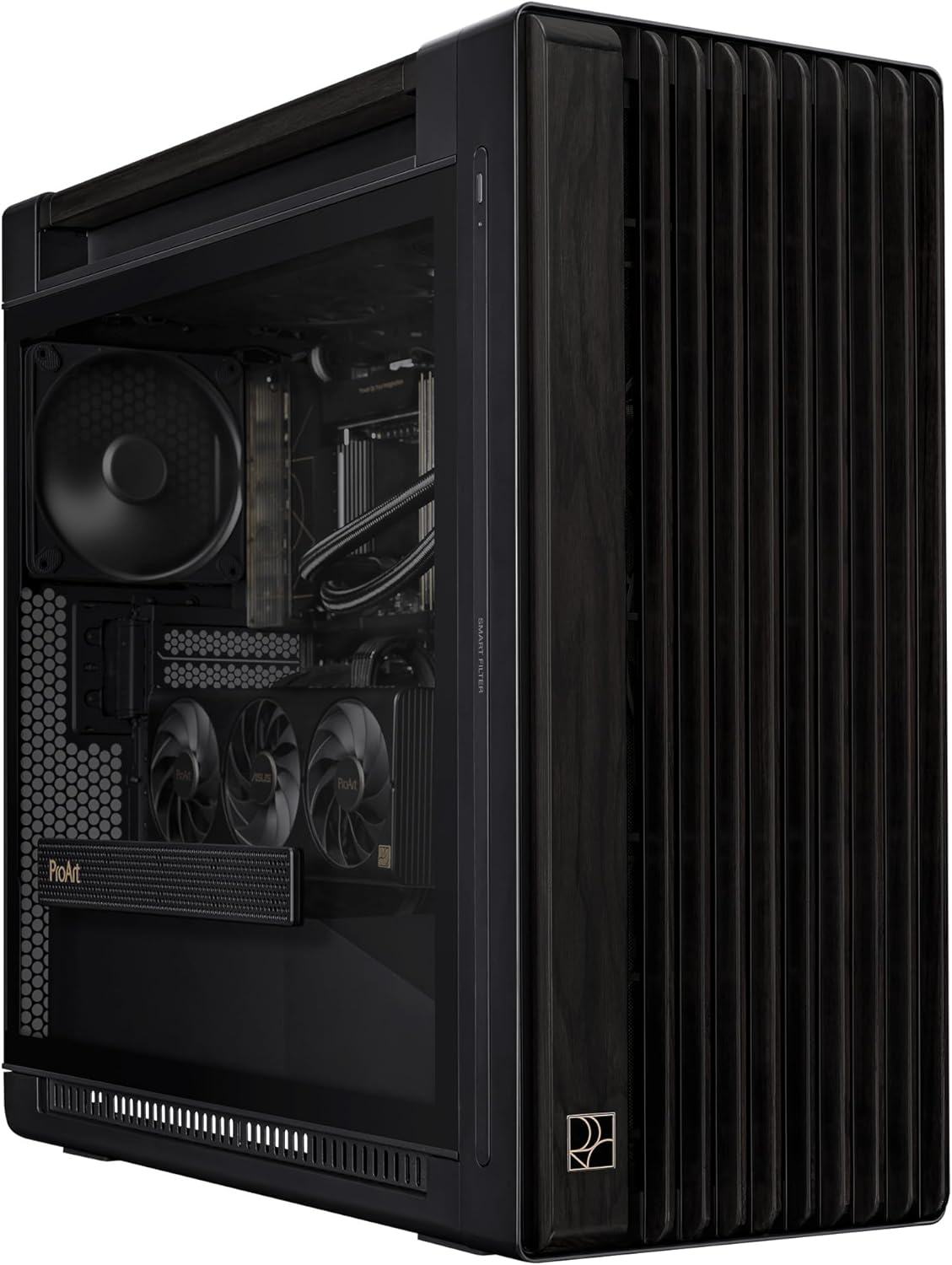  ASUS ProArt PA602 Wood Edition Tempered Glass E-ATX PC Case (Certified Wood, Pre-Installed System Fans and Graphics Card Holder, Supports 420mm Radiator, IR...