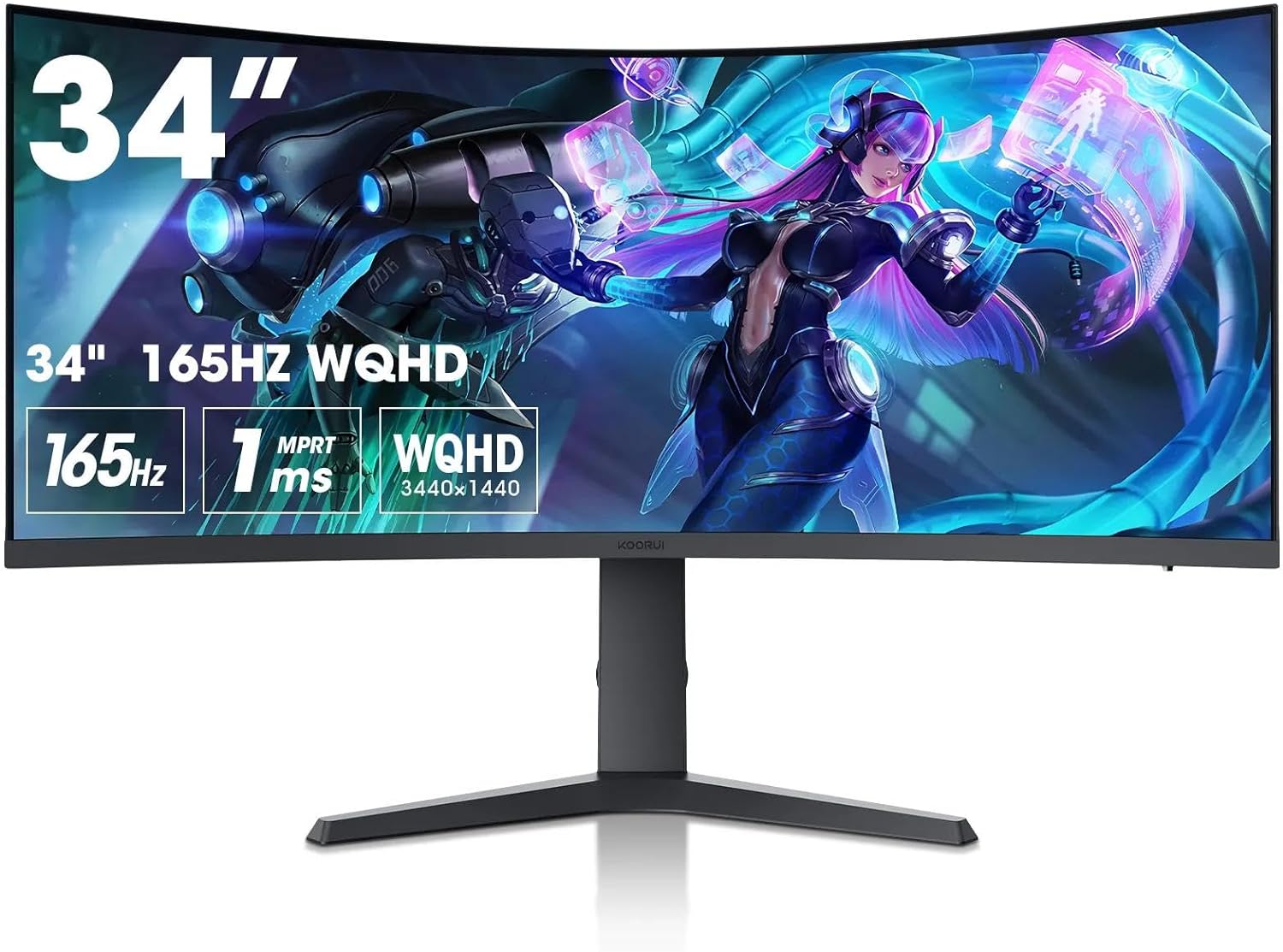  KOORUI 27 inch Gaming Monitor - WQHD (2560x1440) Computer Monitor, 240Hz, 1ms, Extreme Low Motion Blur, Adaptive Sync, HDR400, HDMI DisplayPort 2K Monitor,...