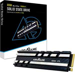 Addlink G55H 2TB PCIe Gen5 NVMe M.2 SSD with Heatsink - Up to 10,300MB/s - Game Ready - Internal Solid State Drive - Compatible with PCs and PS5 (ad2TBG55HM2P)