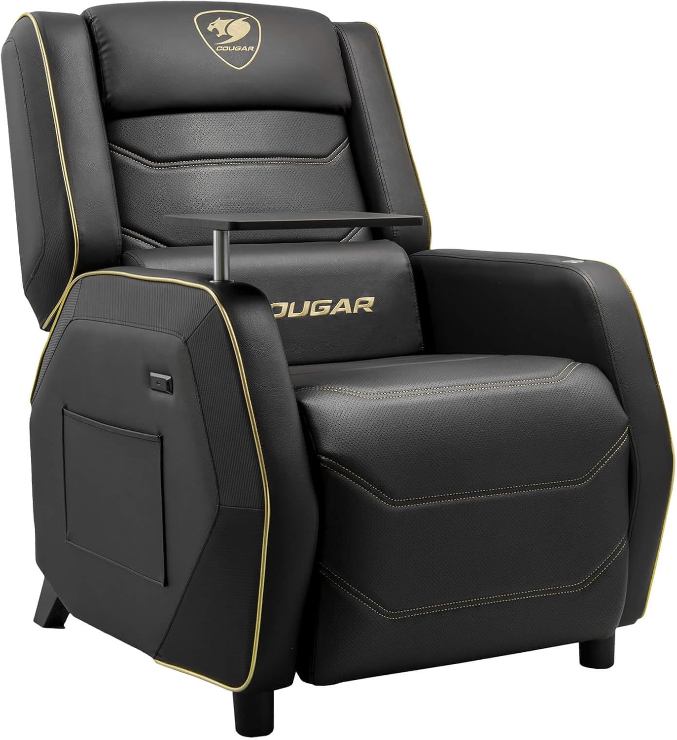 COUGAR Ranger Pro Royal Gaming Sofa, Steel-Frame, Breathable Pvc Leather, With Lumbar Pillow, 157Â° Recliner System, 160Kg Weight Capacity- Black