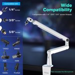  FIFINE Boom Arm Mic Stand, Low Profile Microphone Arm Stand, Podcast Mic Boom Arm with Desk Mount, Cable Channels Management, Metal Boom Arm White for...