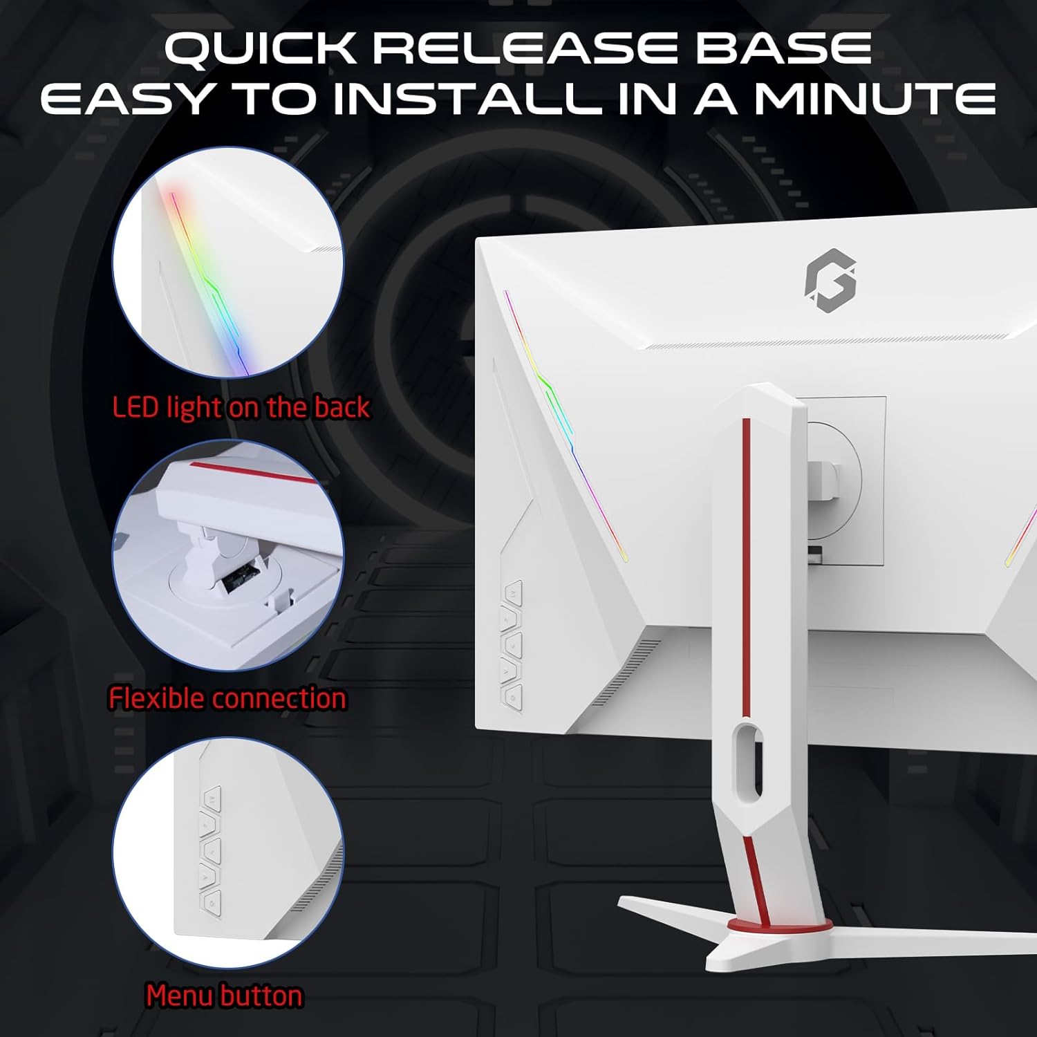 GAMEON GOA27FHD360IPS Artic Pro-Series, White Gaming Monitor 27 Inch, 1920x1080p FHD IPS Panel, 360Hz Refresh Rate, 0.5ms Response Time, Adjustable Stand, Supports PS5