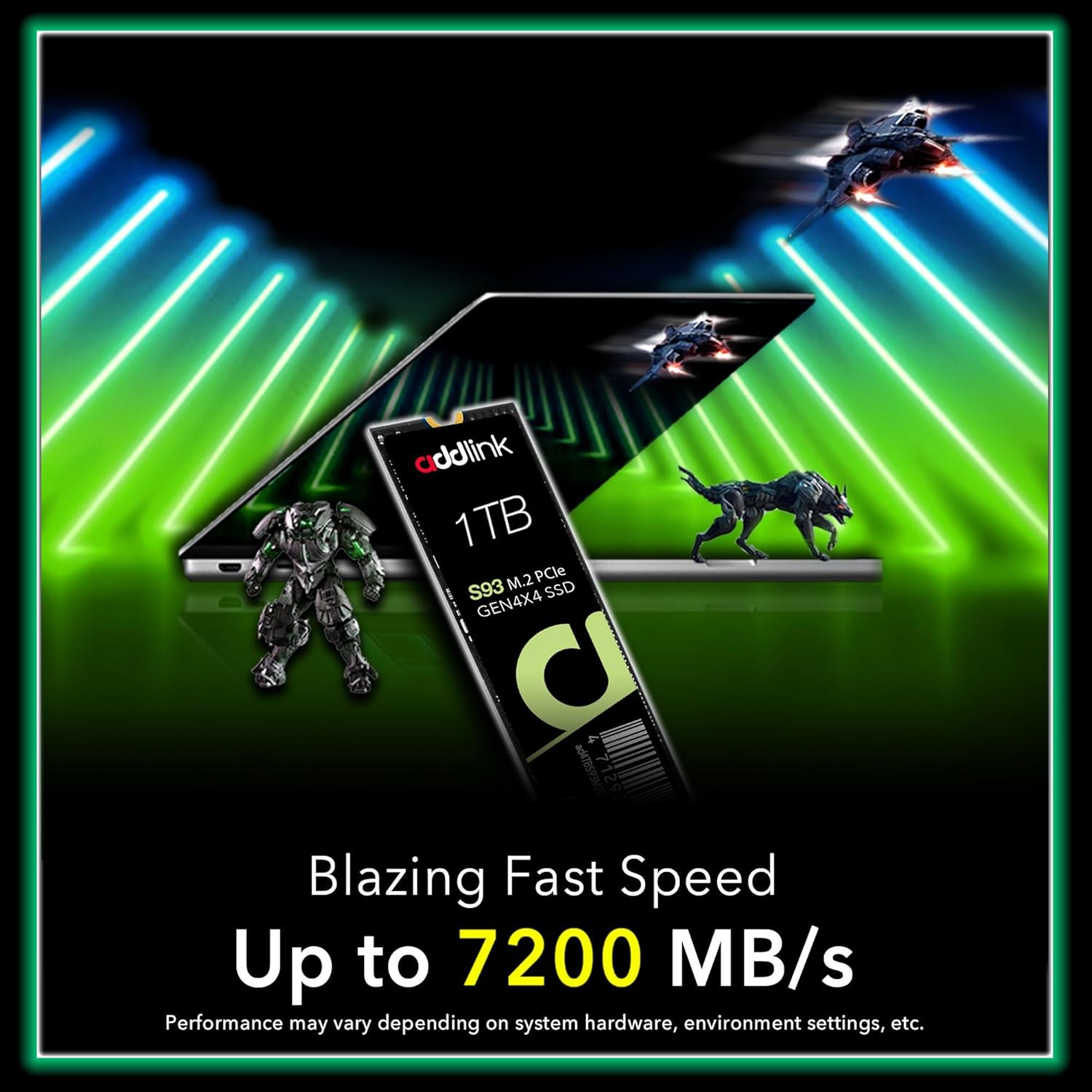 Addlink S93 1TB PCIe 4.0 M.2 Gen 4 Memory Expansion SSD, Up to 7400 MB/s, Internal Solid State Drive with HMB Technology for Laptop, Gaming and Creators