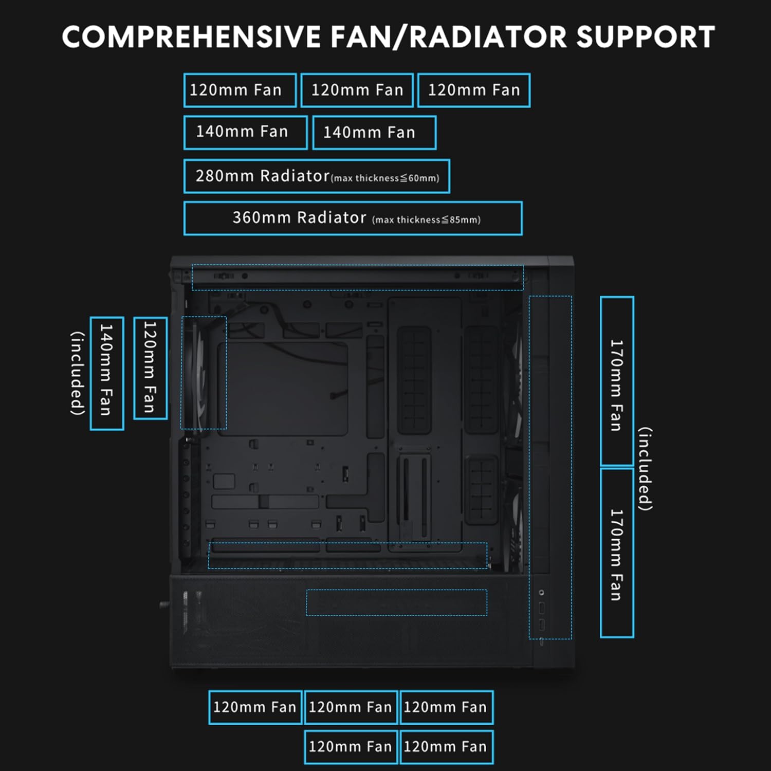  Lian Li LANCOOL 217 INF Infinity Mirror Computer Case, Mid-Tower ATX PC Case w/ 3 Pre-Installed Fans, 2x170mm ARGB Fans, 1x140mm, Front Mirror Glass Panel,.