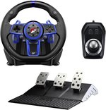  Flashfire F111 Racing Wheel,Pedals, Shifter, Hall-Effect Sensor, Vibration Feedback Function, Adjustable Rotation 270Â° and 900Â°, Blue/Black for PlayStation...
