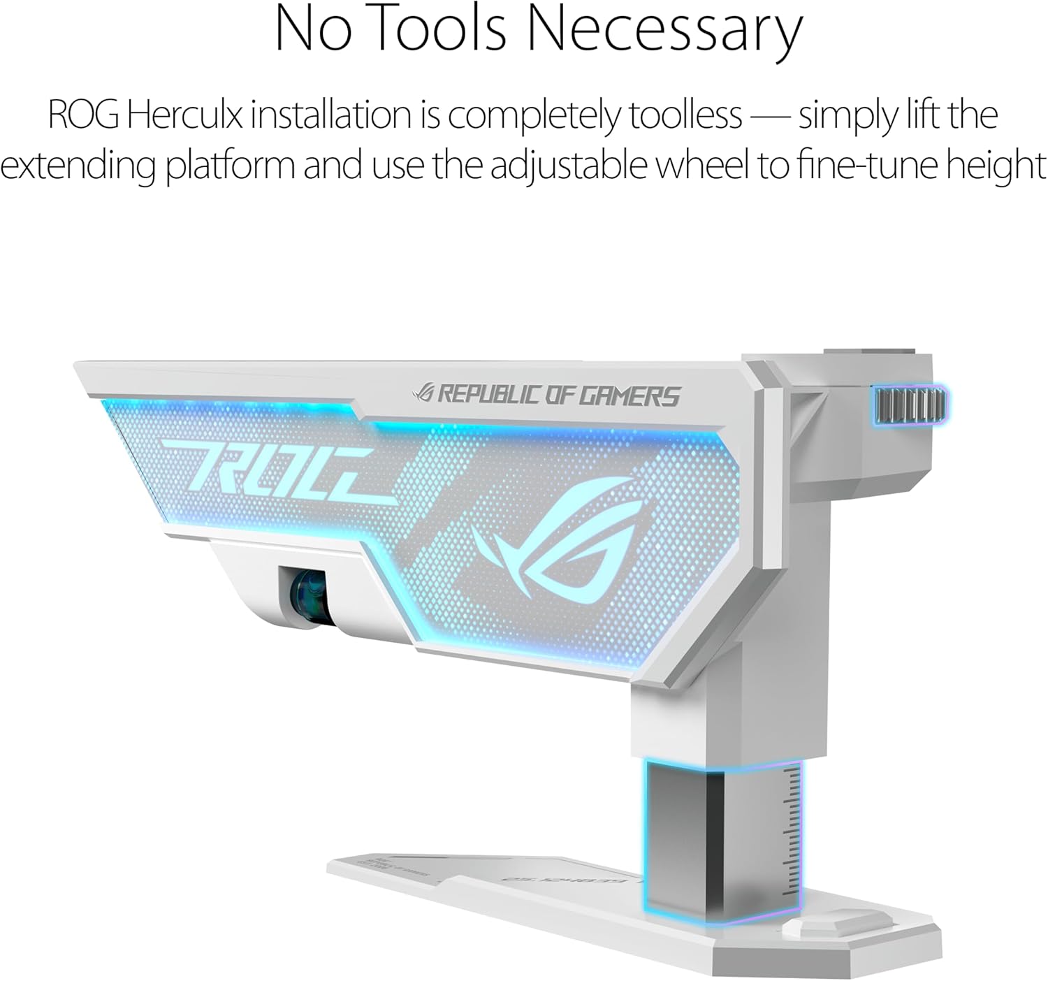  ASUS ROG Herculx Graphics Card Holder White Edition (Tool-Free Design, Included Spirit Level, Solid zinc Alloy, 72-128mm, Aura Sync)