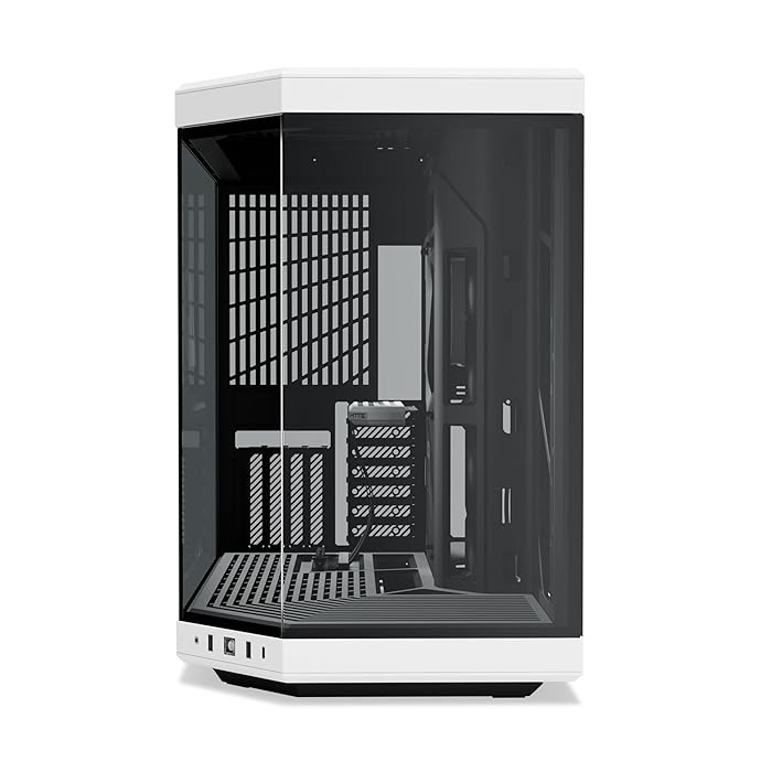 HYTE Y70 Upgraded Modern Aesthetic Dual Chamber Panoramic Tempered Glass Mid-Tower ATX Computer Gaming Case with PCIE 4.0 Riser Cable Included, White (CS-HYTE-Y70-BW)