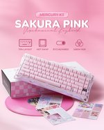 GravaStar Mercury K1 75% Pink Wireless Keyboard, Aluminum Alloy Exoskeleton Design Mechanical Gaming Keyboard, Gasket Hot-Swap Socket, Linear Switches, RGB