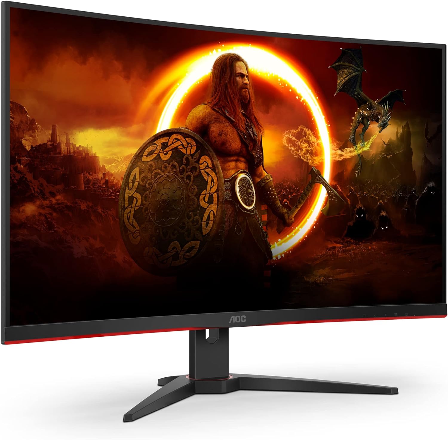 AOC C32G2ZE 32" Curved Frameless Gaming Monitor, Full HD 1920x1080, VA, 0.5ms 240Hz, AMD FreeSync Premium, DP/HDMI/VGA, VESA, 3-3-1 Re-Spawn Program, Xbox PS5 Switch,Black